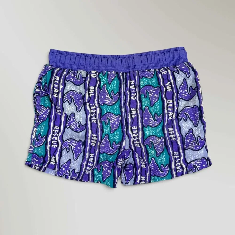 Vtg Oshkosh B'gosh Boys Swimming Trunks Trusts Tide Tag Purple Blue Size 3T